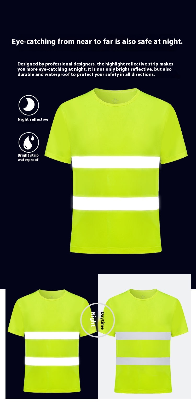 Direct Manufacturer's Quick-Dry Reflective T-Shirt Turn-Down Collar Construction Site Workwear Nighttime Traffic Safety Vest