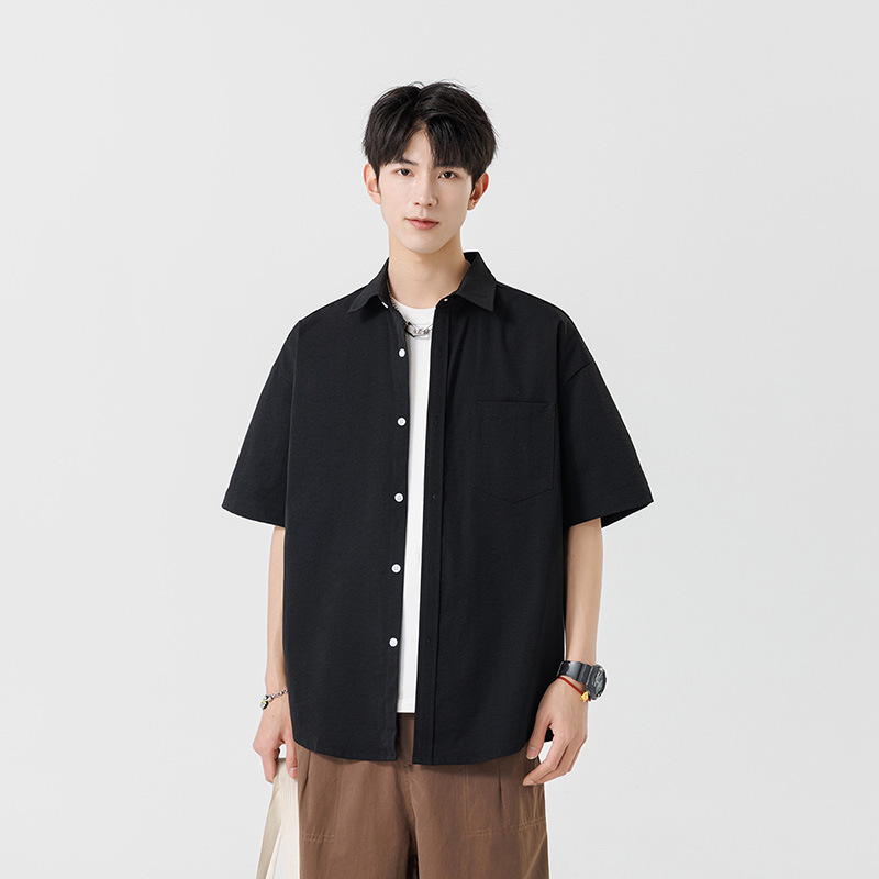Men's Stand Collar Breathable Loose Summer Short-sleeve Shirt for Casual Wear in Summer a Comfortable Stylish Option for Men
