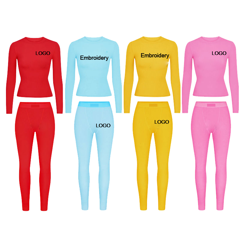 Casual Yoga Legging Family Matching Outfits Custom Elasticity Tracksuits Flare Pants Cotton Embroidery Lounge Wear Women Sets