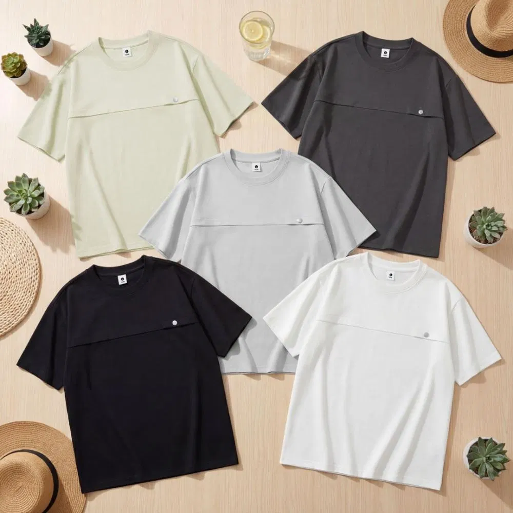 High-Quality 240g Cool Touch Button T-Shirt for Men