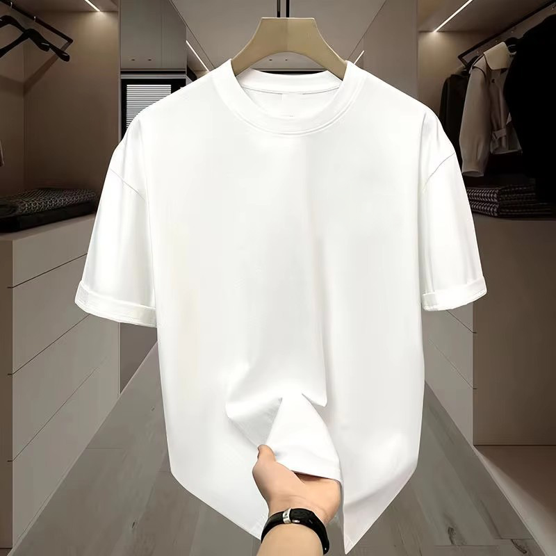 Men's Summer Round Neck T-Shirt Cute Printed Short Sleeved In Polyester/Cotton 180 Grams Knitted Fabric With Pattern
