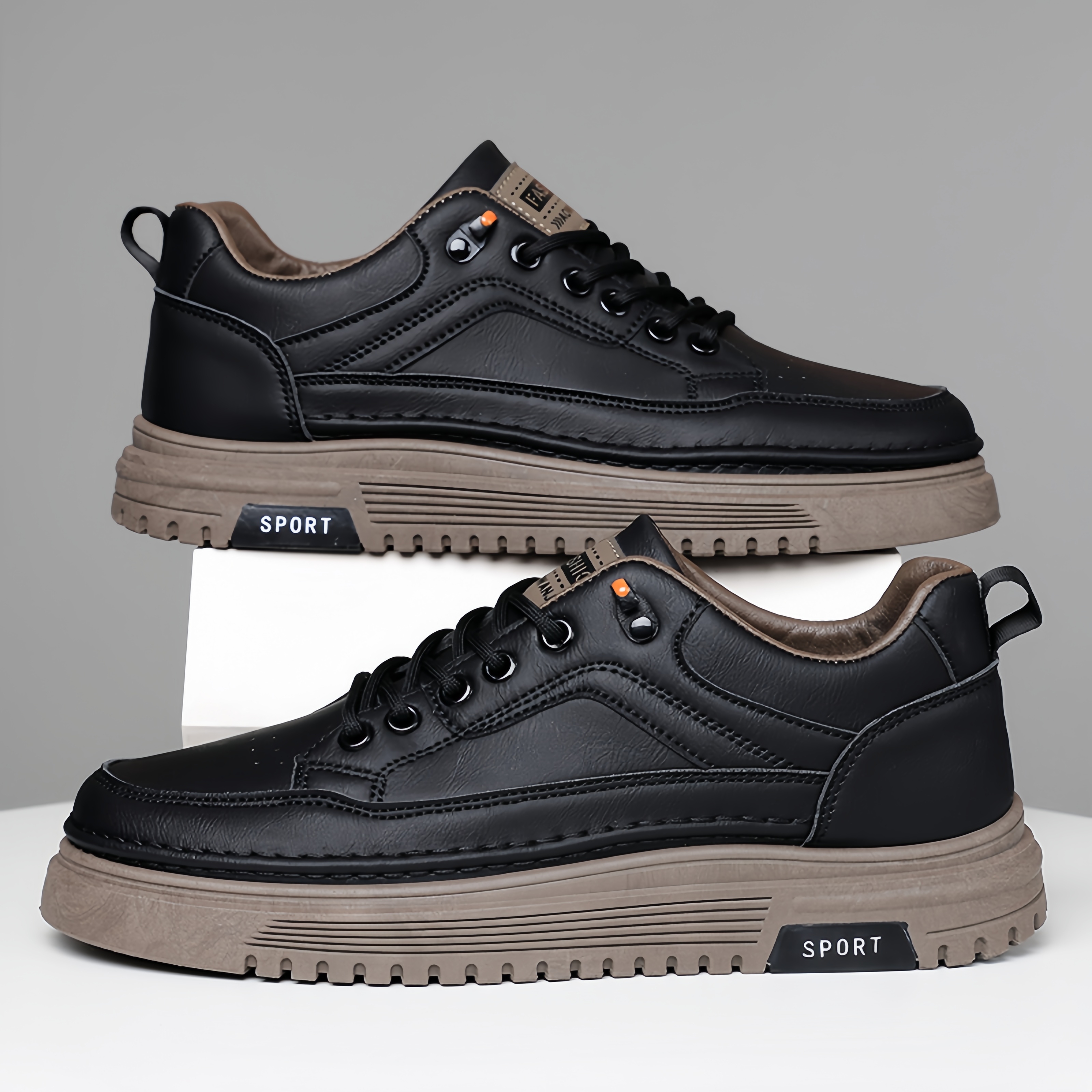 Men's Casual Shoes PU Leather Mesh Fashionable Men's Casual Sports Shoes Breathable Trendy Running Shoes Men's Casual Sneakers