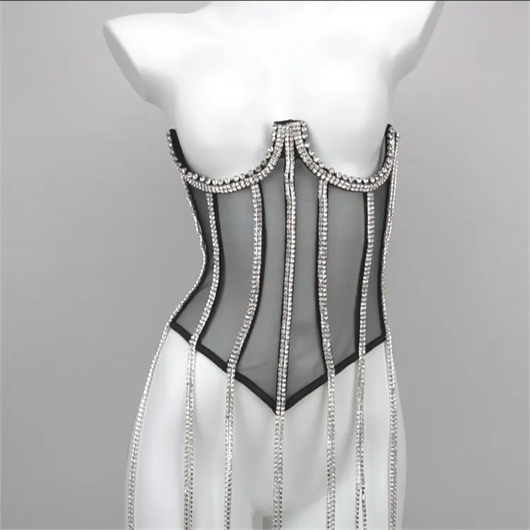 Bright Diamond Chain Shapewear Hot Girl Outside Wear Hipster Corset