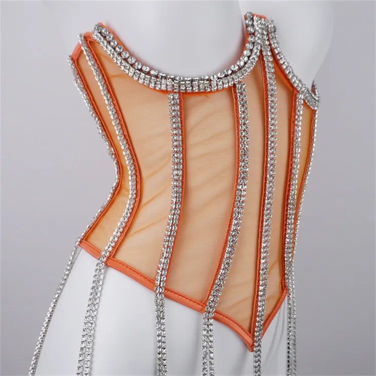 Bright Diamond Chain Shapewear Hot Girl Outside Wear Hipster Corset