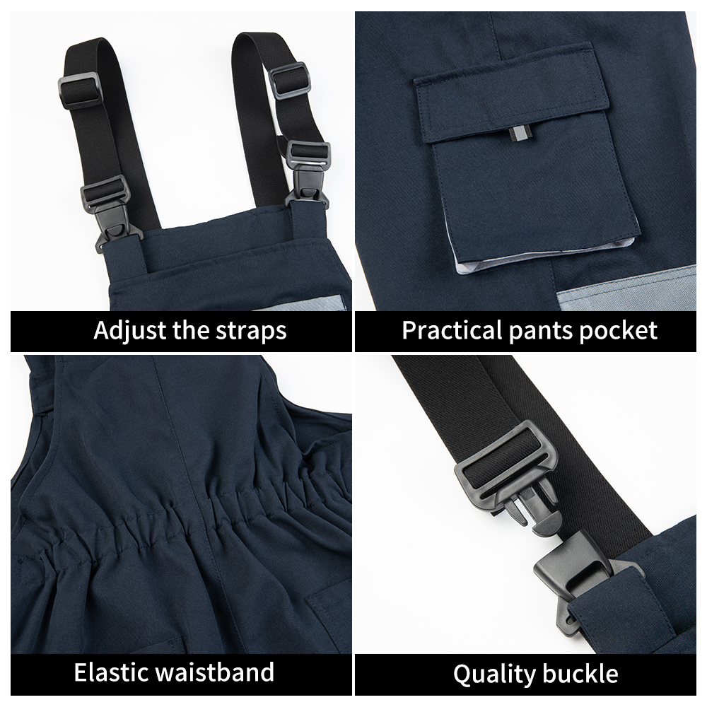 Wear Resistant Mining Work Suits Jacket and Bib Pants Construction Work Uniforms with Multi Pockets Men Workwear