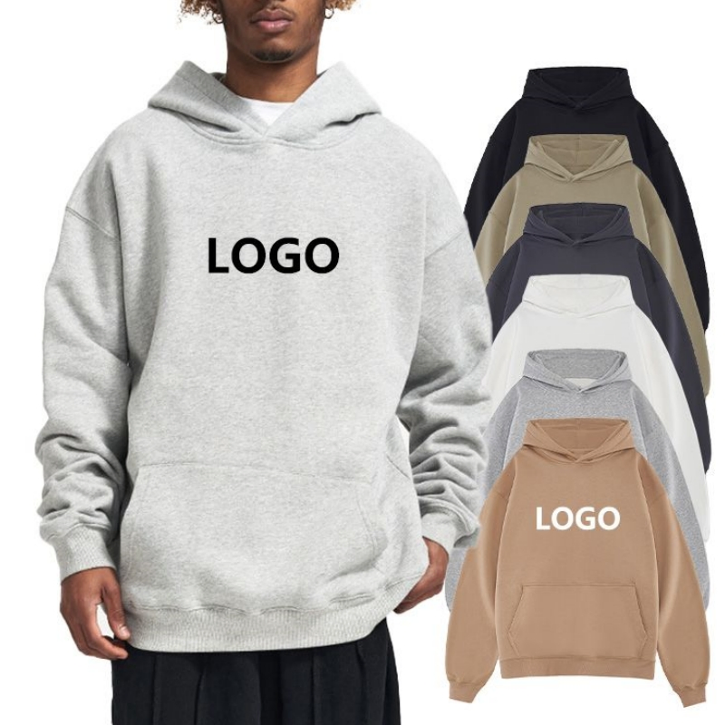 500 GSM Men Clothing Wholesale Heavyweight Streetwear Heavyweight Cotton Pullover Sweatshirts Custom Drop Shoulder Fleece Oversized No String Hoody Hoodies