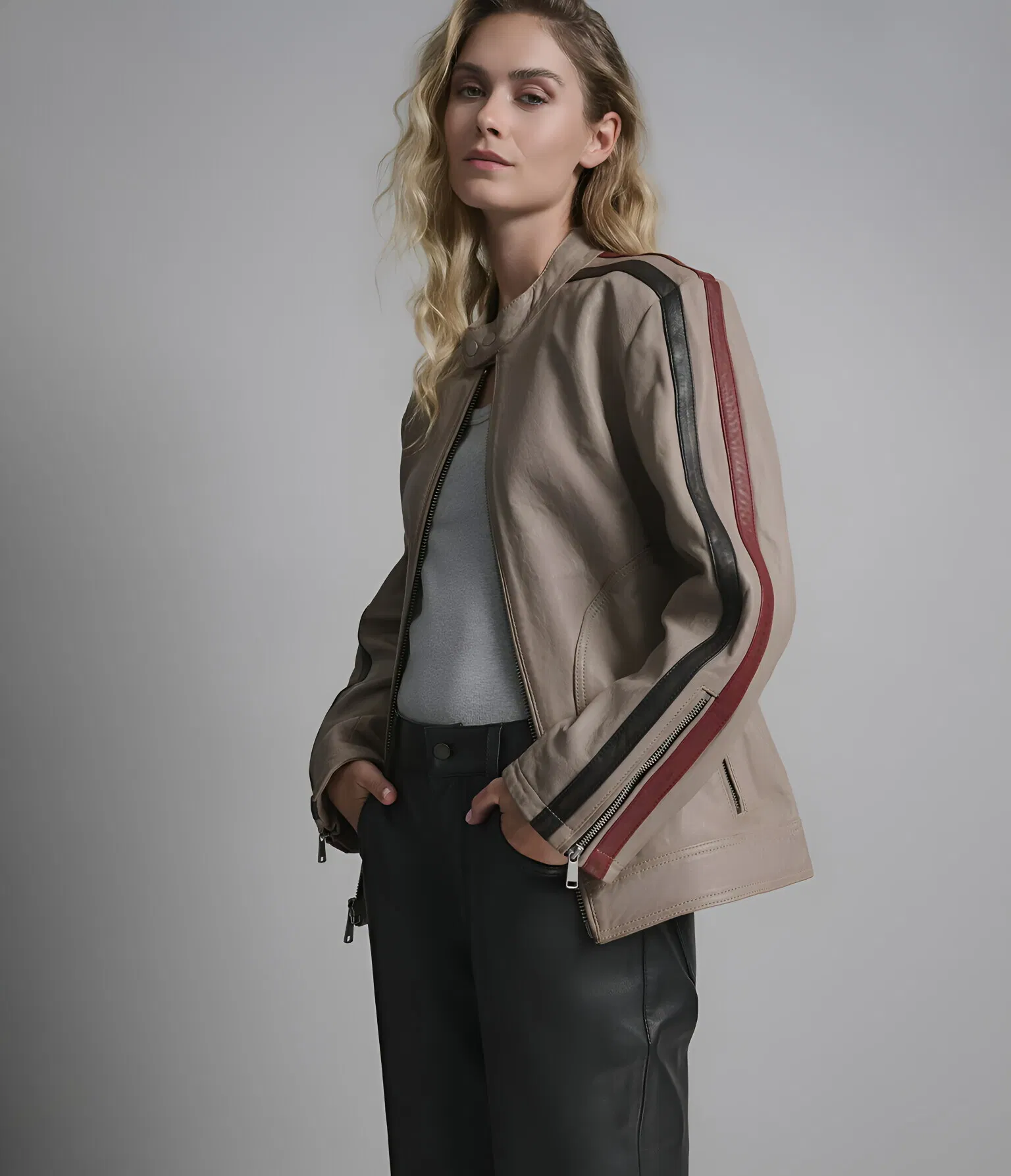 Sleek Motorcycle Outerwear with Zipper Closure for Day-to-Night Fashion