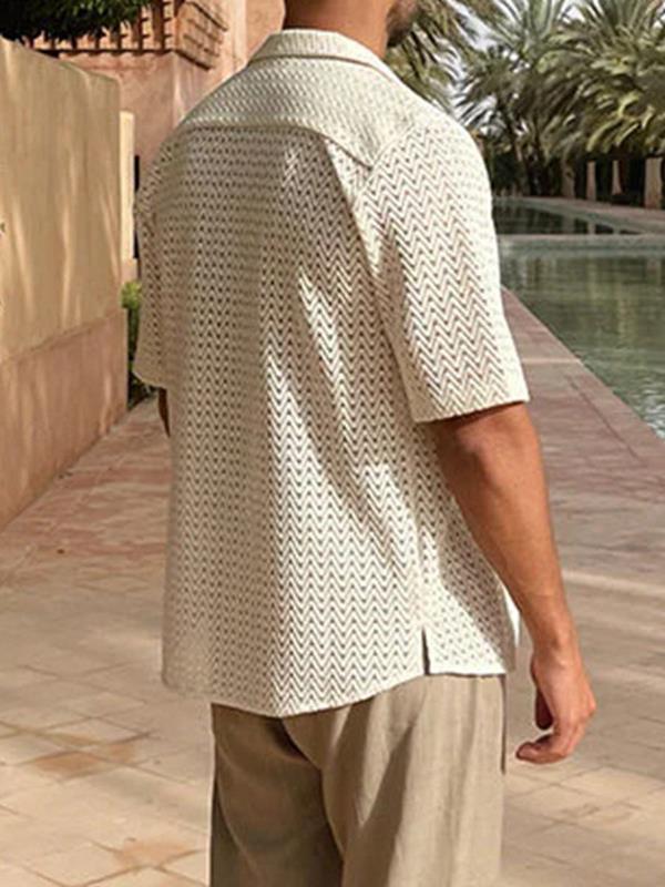 Men's short sleeves lace shirt style 8