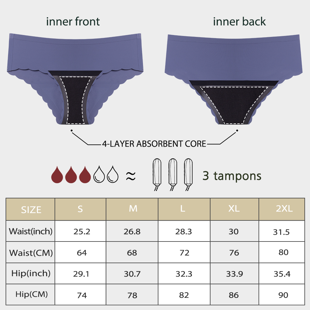 Women 4-layer Leakproof Menstrual Underwear Culotte Menstruelle No Pfas Biodegradable Waterproof Strips Seamless Period Panties