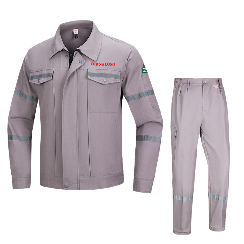 Professional Cotton High Visibility Construction Work Uniforms Coveralls Maintenance Clothes Custom Logo Size Set Work Wear