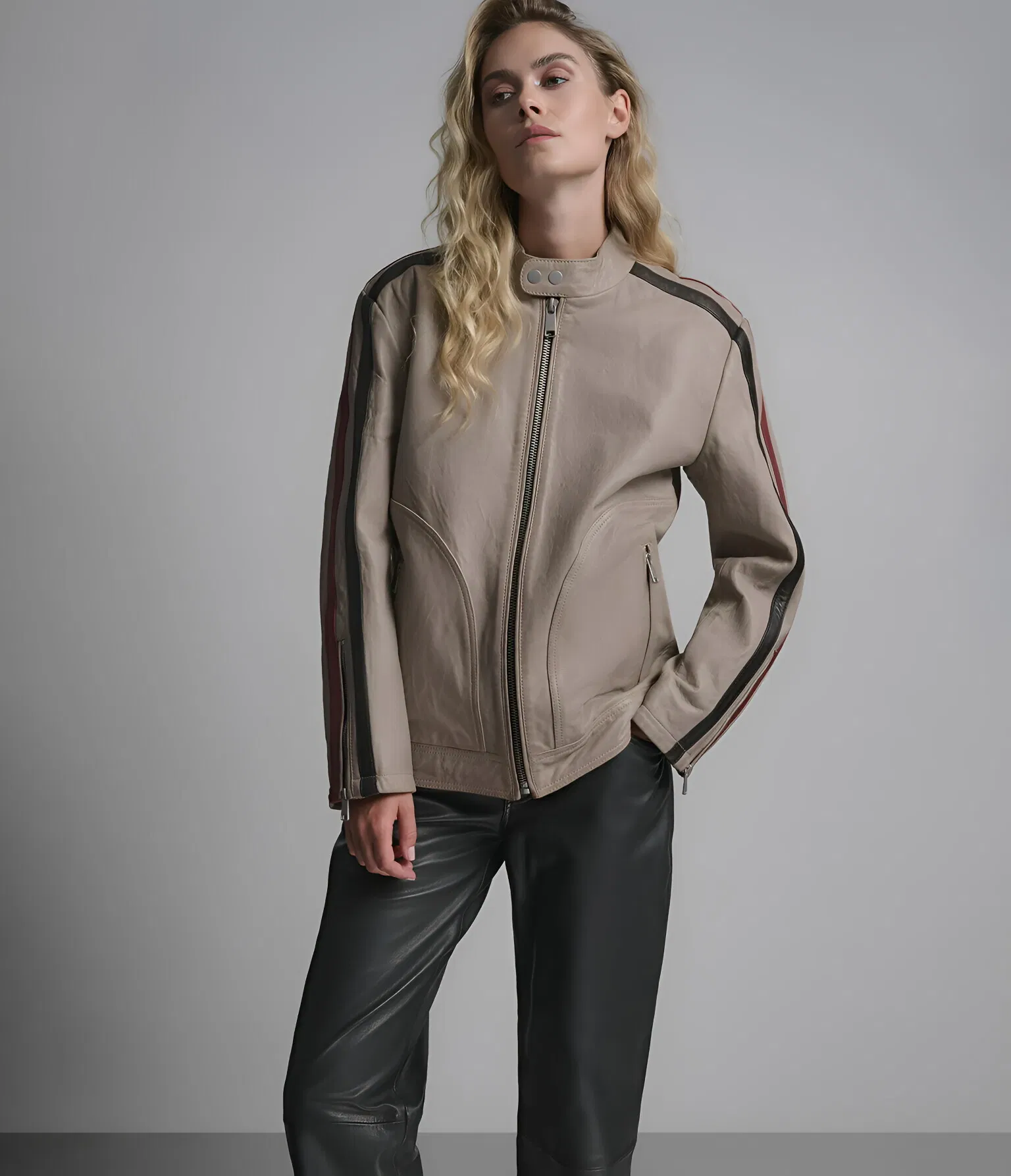 Sleek Motorcycle Outerwear with Zipper Closure for Day-to-Night Fashion