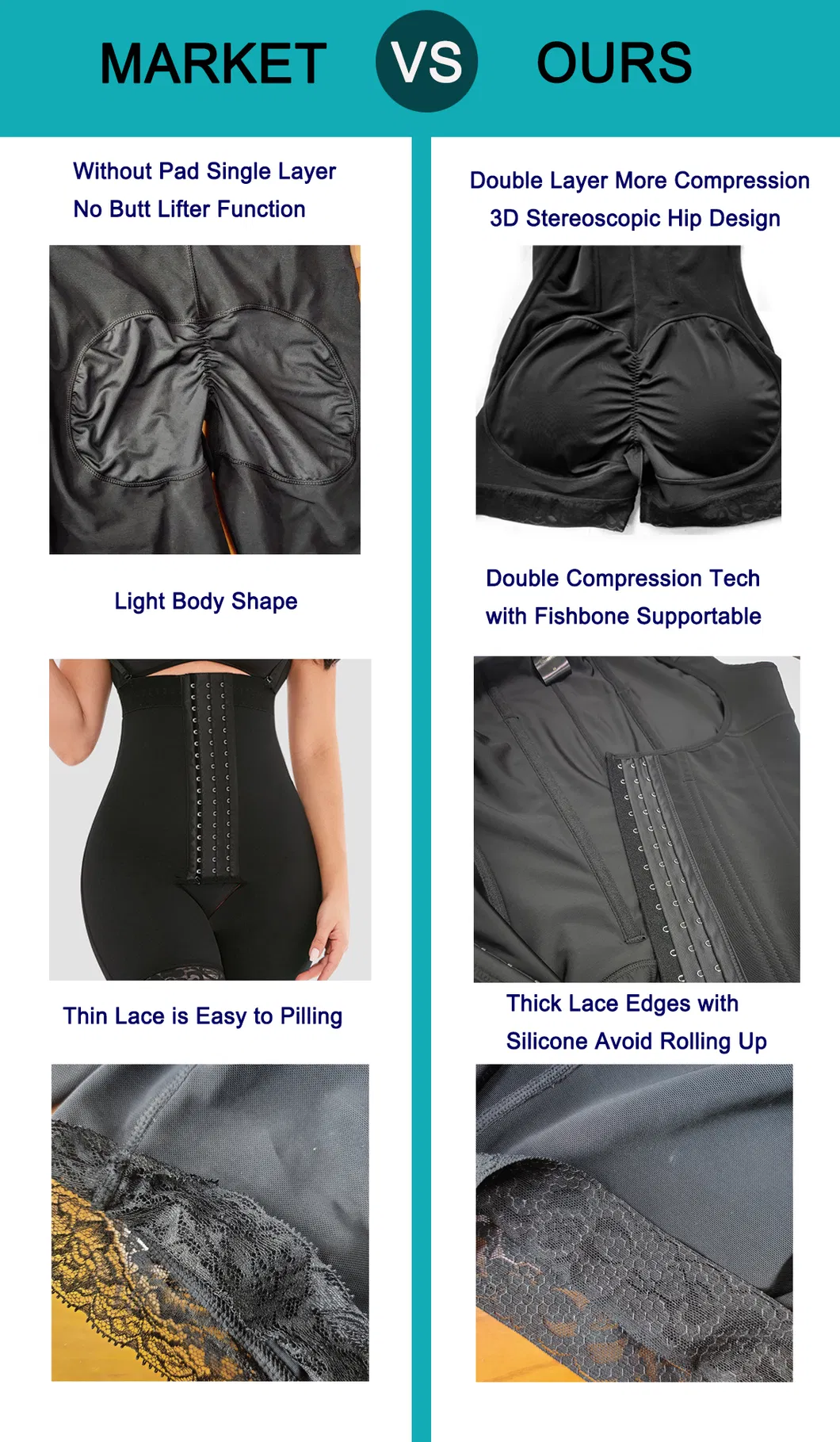 High Quality Fajas Postpartum Recovery Women Seamless Butt Lifter Shapewear