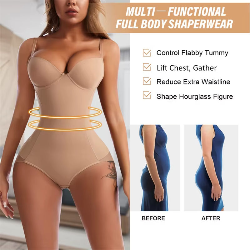 Custom Logo Full Body Shaper One Piece High Compression Colombianas Reductoras Shorts Girdles Tummy Control Bodysuit Shapewear for Women
