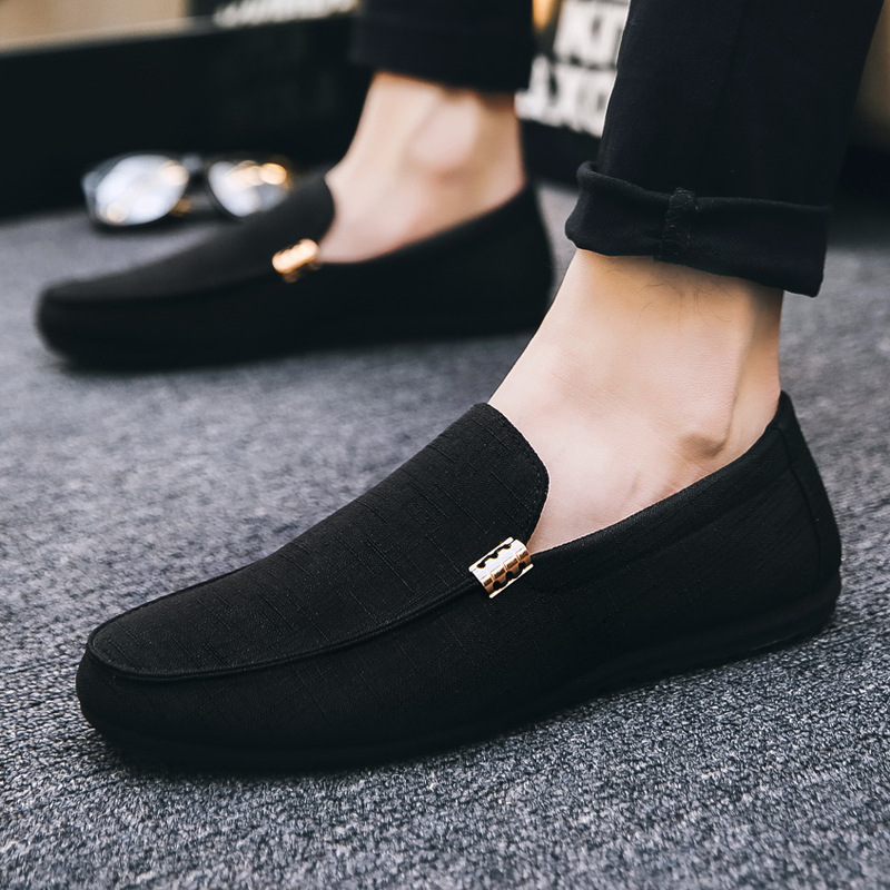 Custom Logo MOQ1 Men's Sport Casual Loafer Canvas Flat Slip-On Shoes Lightweight Breathable Men Leather Loafers