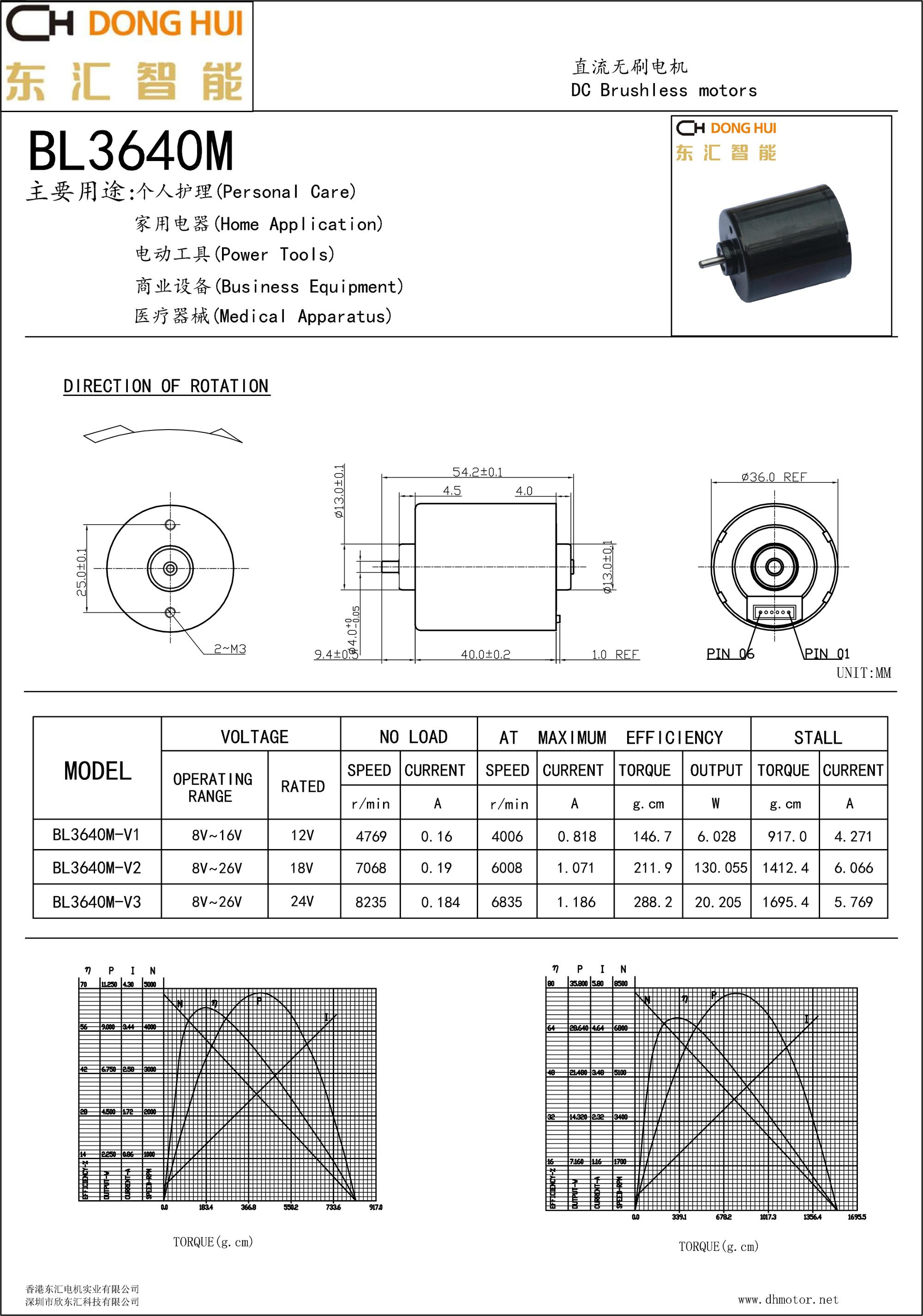 DC Brushless Motor DBL3640