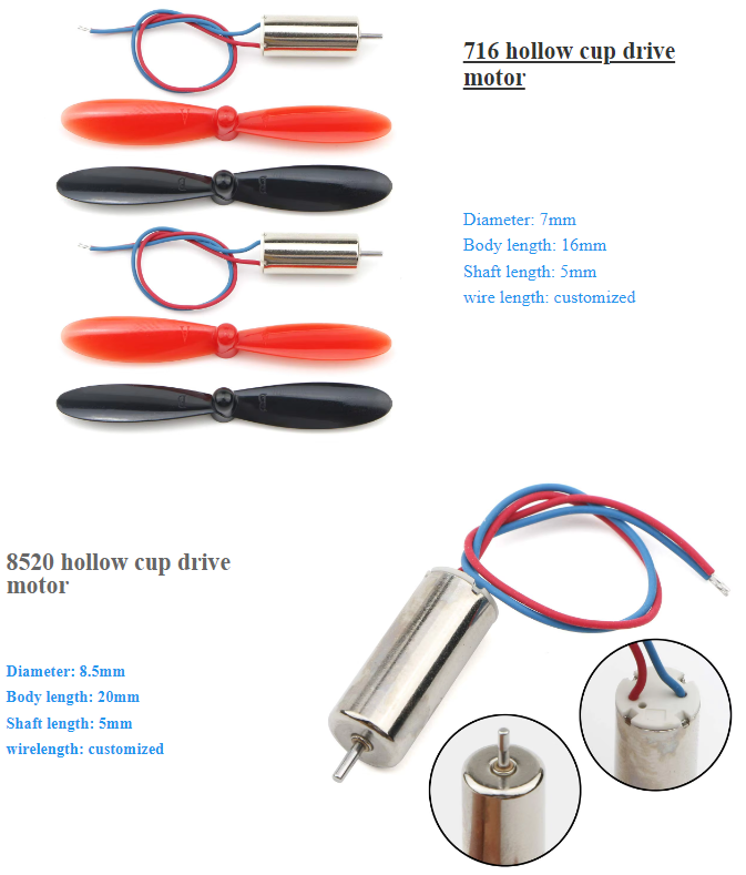 3.7V 50000rpm Quiet Brushed Motor High Speed Micro Drone 8520 Coreless Motor Silent Hollow Cup Motor for Beginners Kids Gift