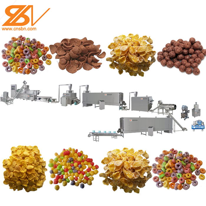 Twin-Screw Extruder to Produce Crispy Corn Flakes Cereal Snacks Food Breakfast