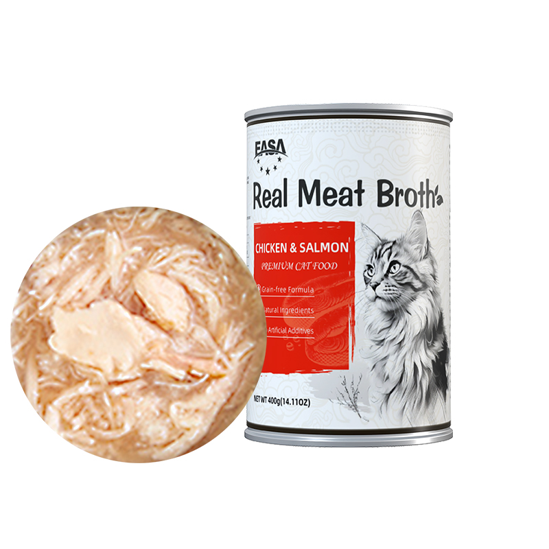 Wholesale 400g Wet Cat Food with Chicken Tuna Salmon Flavors to Choose Meat-Based Broth Can Cat Staple Food Pet Food