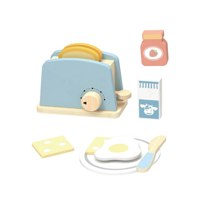 Wooden Mini Breakfast Toaster Set Pretend Play Simulation Kitchen Food Set Role Play Toys for Kids