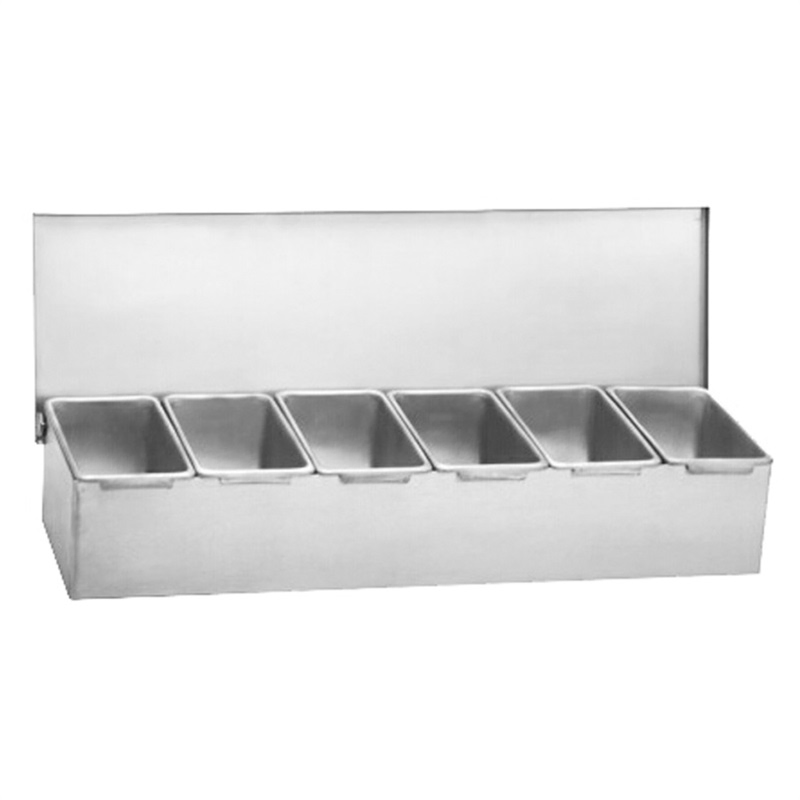 Hot Commercial Kitchen Metal Caddy Condiment Container Set with 5 Divider