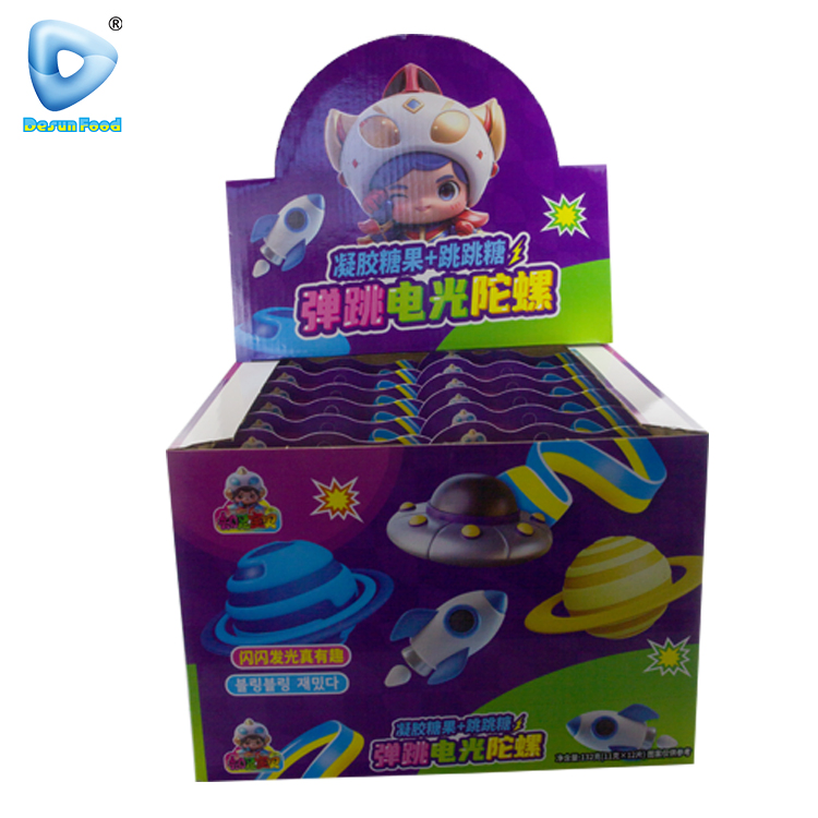 Hot-Selling Plastic Flash Gyro Toys with Roll Soft Candy and Popping Candy