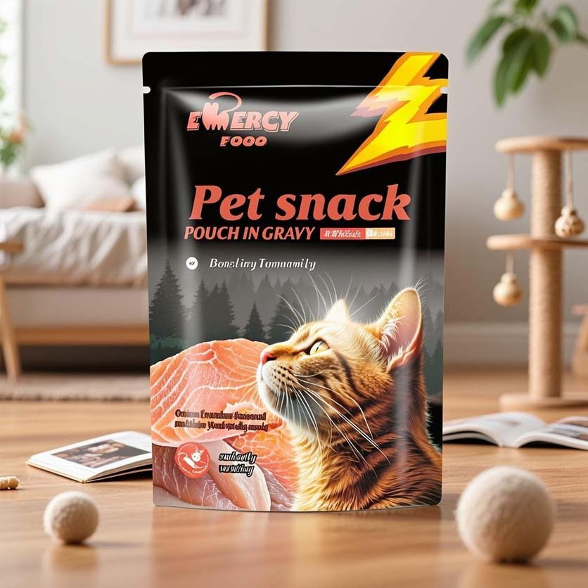 Wonderful Nutrition Wet Cat Food Meat-Based Snack for Weight Gain Conveniently Packaged in a Bag for Fish Application