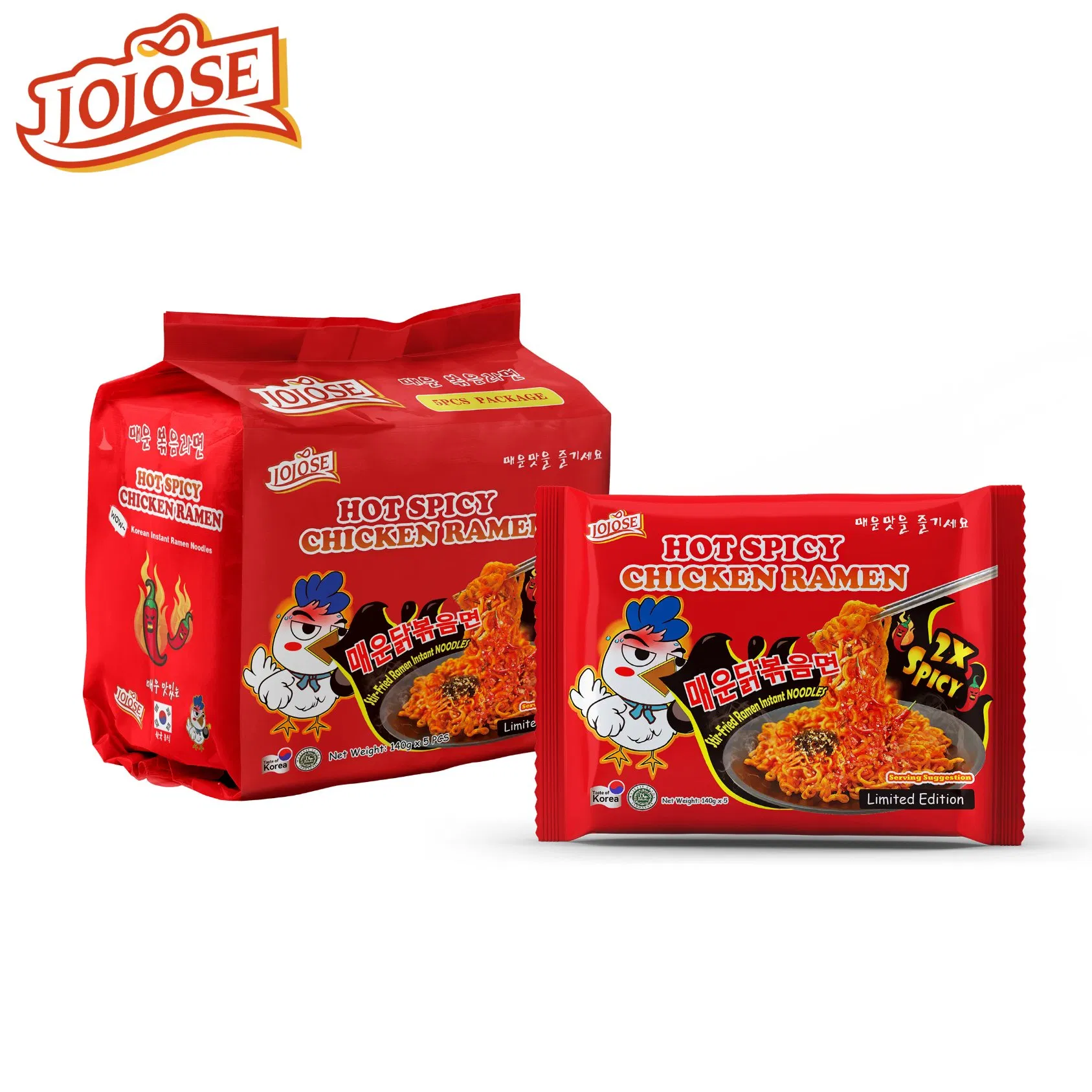 Jojose Junk Food Microwaveable Bags Oman Convenience Super Mama Ramen Noodles Korean Stir-Fried 2X Spicy Ramen Instant Noodles