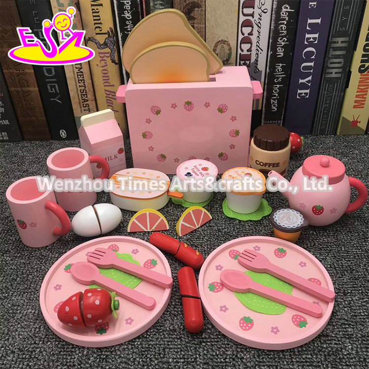 Customize Kids Childhood Wooden Breakfast Play Food for Pretend W10d377