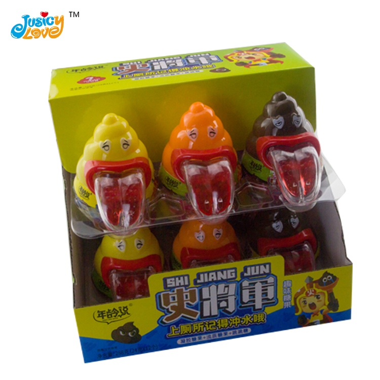 Funny Me Flash Big History Poo Shape Toy Tongue Gummy Soft Candy and Fruit Jam Candy with Popping Candy for Kids