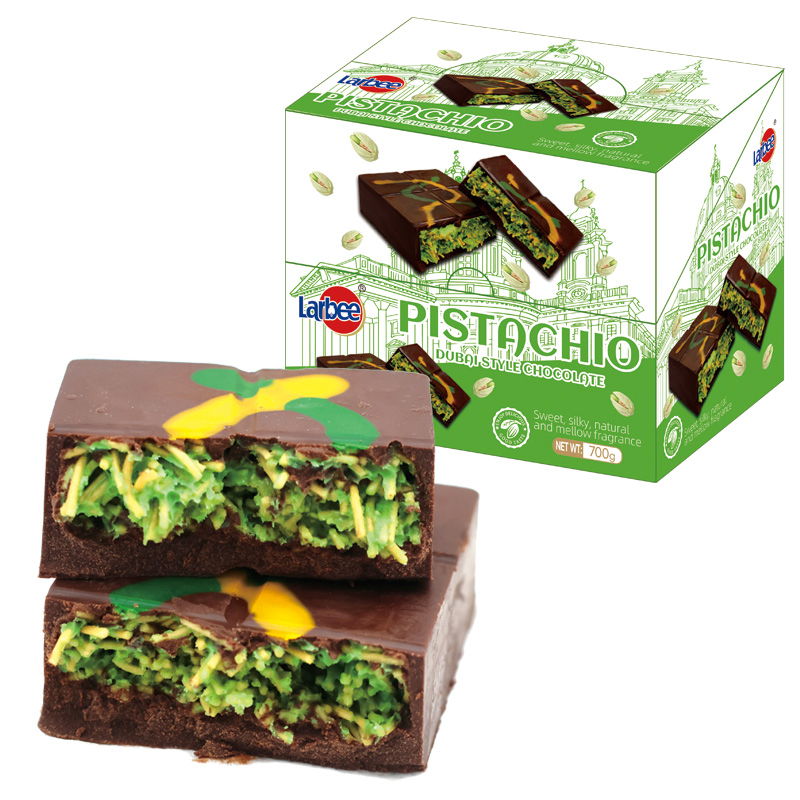 Factory Low Sugar Dark Dubai Chocolate Bar Original Filled with Pistachio Cream