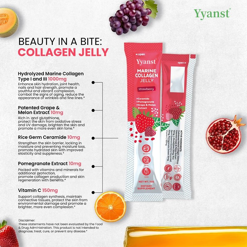 OEM/ODM Antioxidant Marine Collagen Jelly Promote Youthful Skin Hydration Pomegranate Extract Anti-Aging Beauty Collagen Jelly
