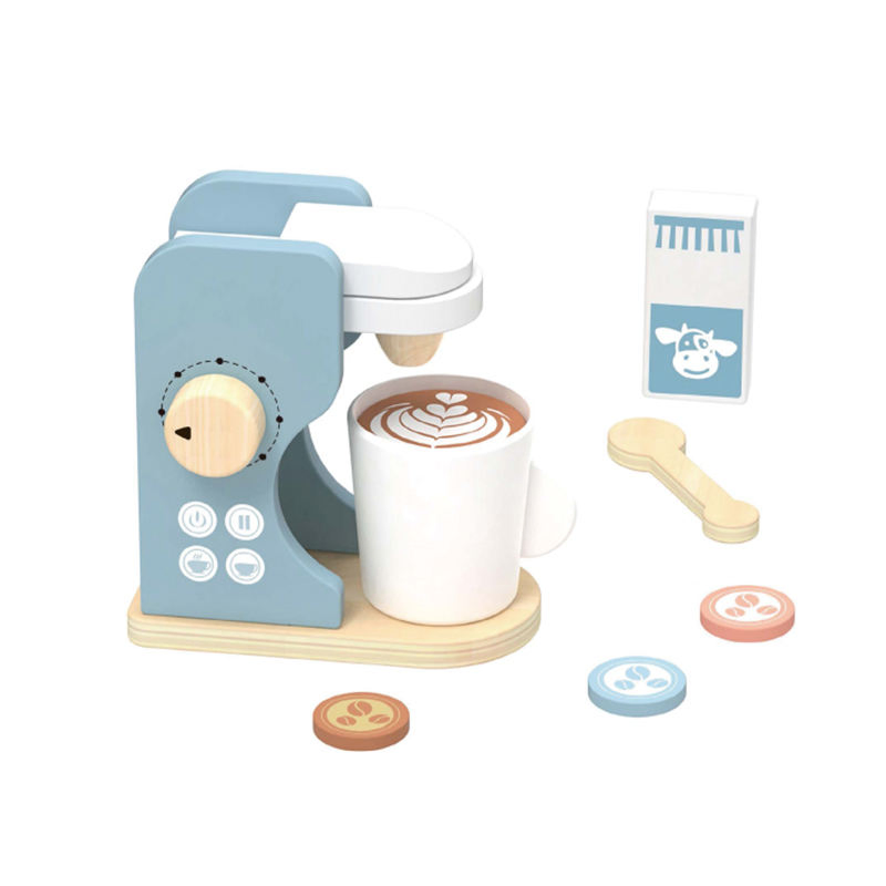 Wooden Coffee Machine Set Children Pretend Play Breakfast Make Stimulation Kitchen Food Toy for Kids