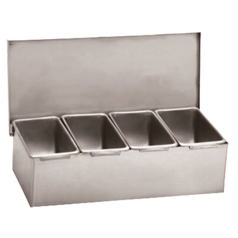 Commercial Hotel Stainless Steel Metal Condiment Caddy Set with 6 Divider