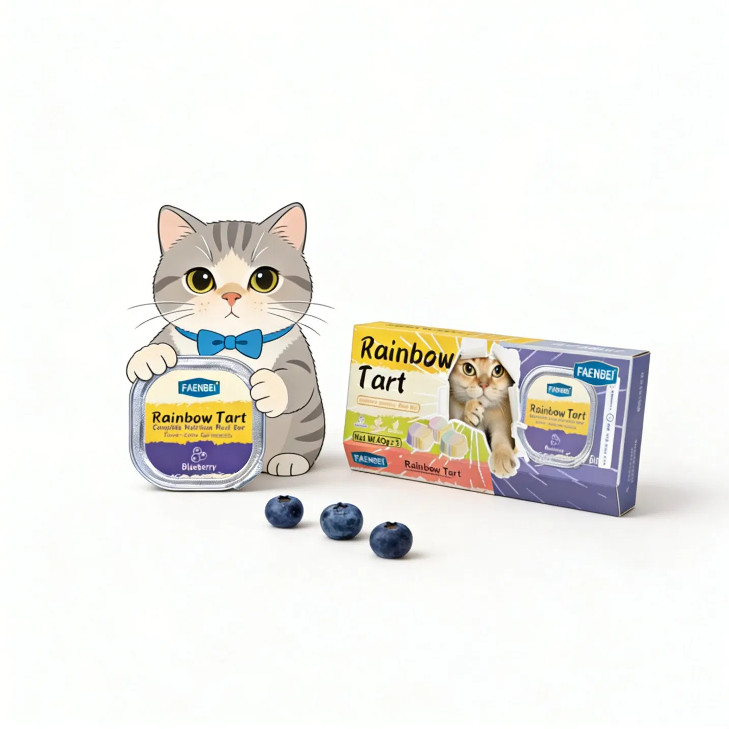 Faenbei High Protein Rainbow Tart Cat Wet Food Snack Functional Creamy Mousse