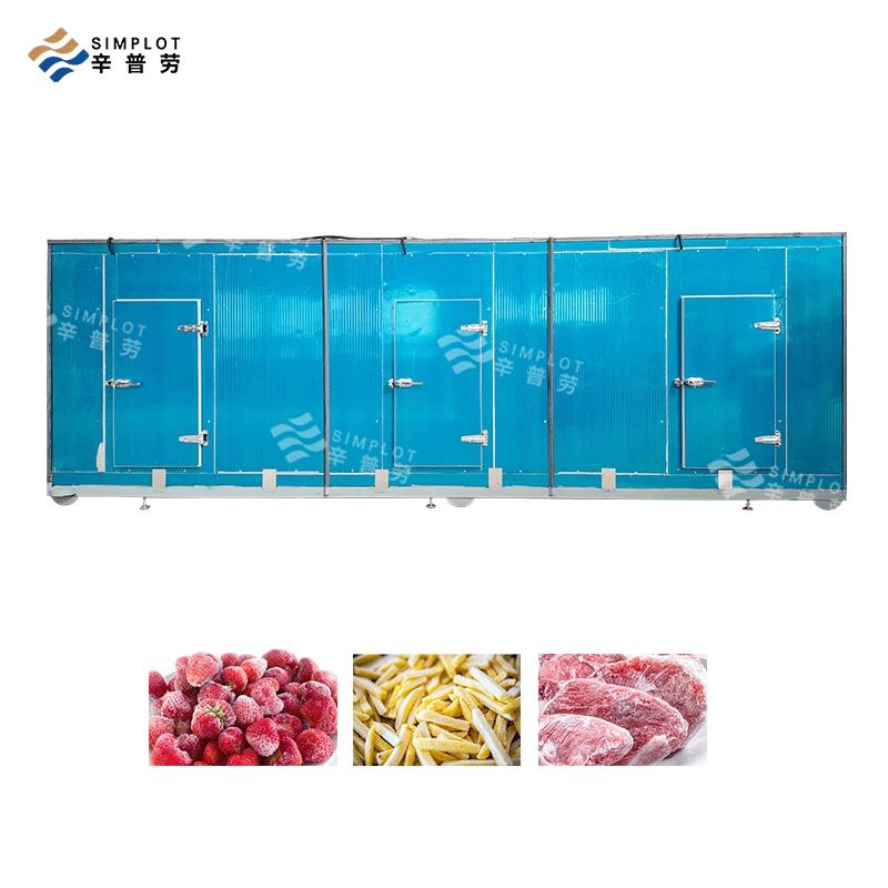 Double Spiral Tunnel Blast Freezer for Dumpling Baozi Ready Meal Bread Pancake Frozen Food Production Line