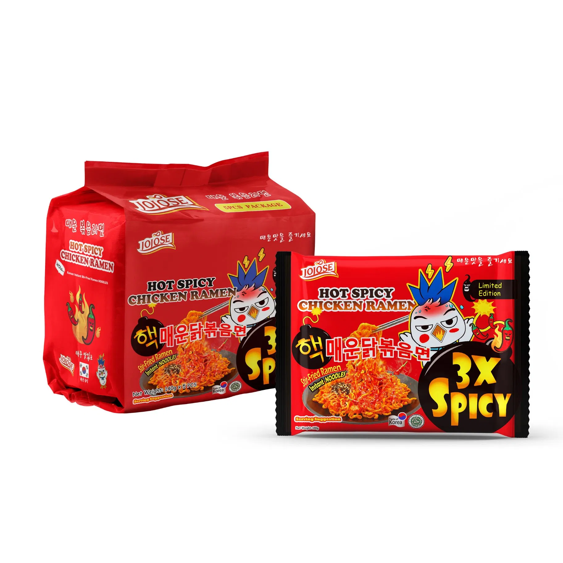 Junk Food Microwaveable Bags for Food Oman Convenience Super Korean Stir-Fried 3X Spicy Ramen Instant Noodles