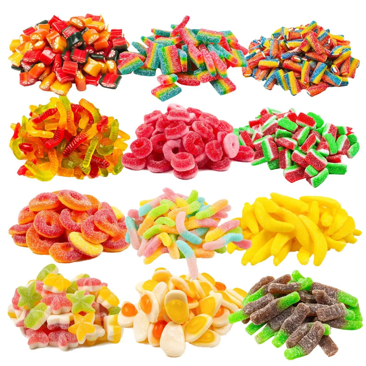 Wholesale Bulk 3D4d Mix Fruit Flavour Gummy Sour Worm Sweets Jelly Candy