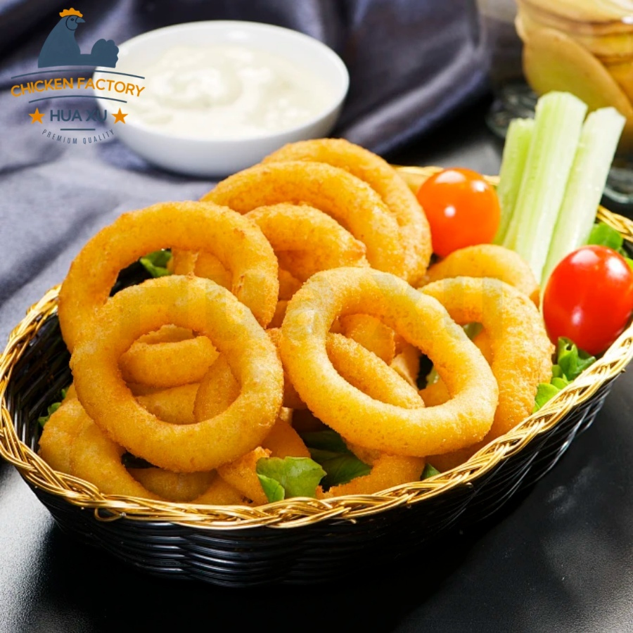 Plant-Based Onion Rings Like Chicken Ring Flavor Vegan Appetizer Crispy Frozen Bulk Food Service