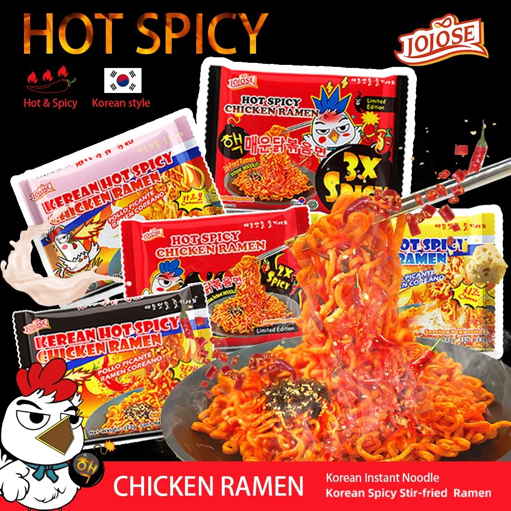Junk Food Microwaveable Bags for Food Oman Convenience Super Mama Korean Stir-Fried 3X Spicy Ramen Instant Noodles
