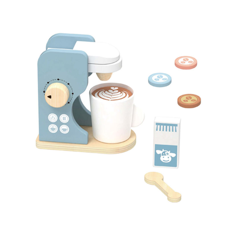 Wooden Coffee Machine Set Children Pretend Play Breakfast Make Stimulation Kitchen Food Toy for Kids