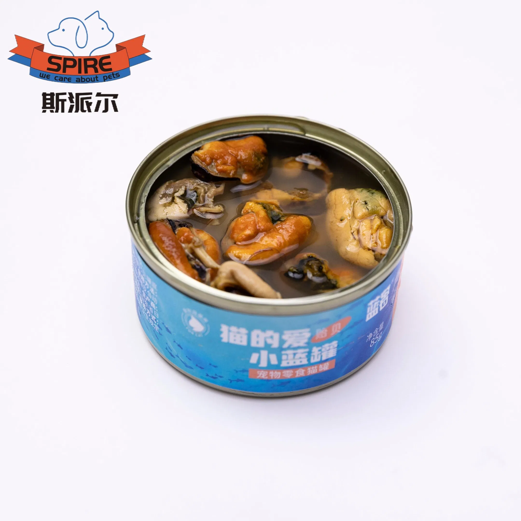 China Factory Pet Supply Cat Canned Food Nutrition Seafood Mussel Meat Broth Flavor