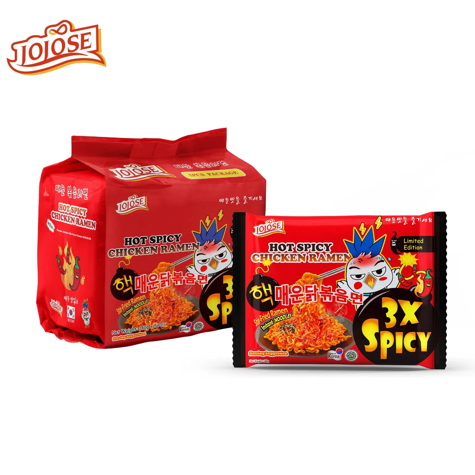 Junk Food Microwaveable Bags for Food Oman Convenience Super Mama Korean Stir-Fried 3X Spicy Ramen Instant Noodles