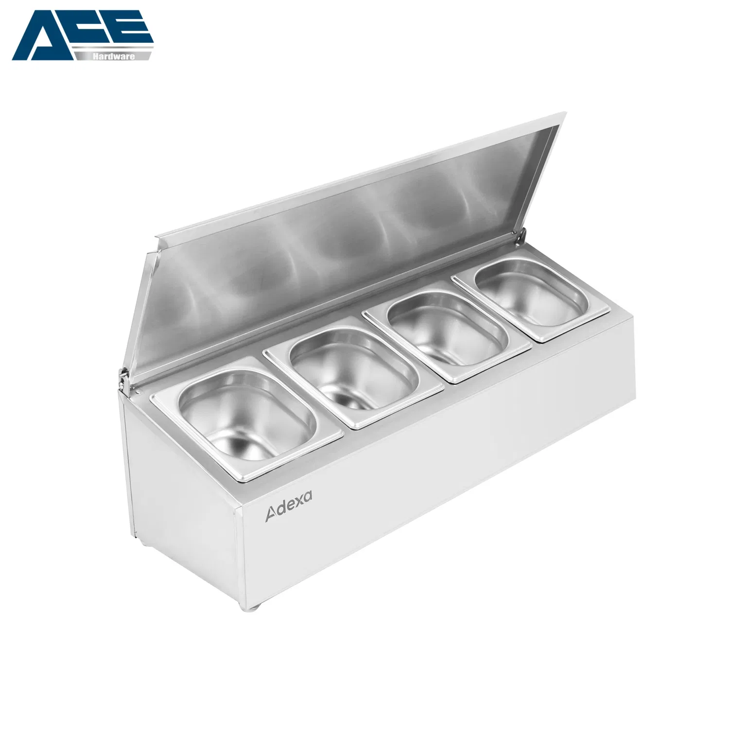 4 Grids Ss Gn1/4-100 with Ss Flip Top Cover Gn Condiment Holder Single Row