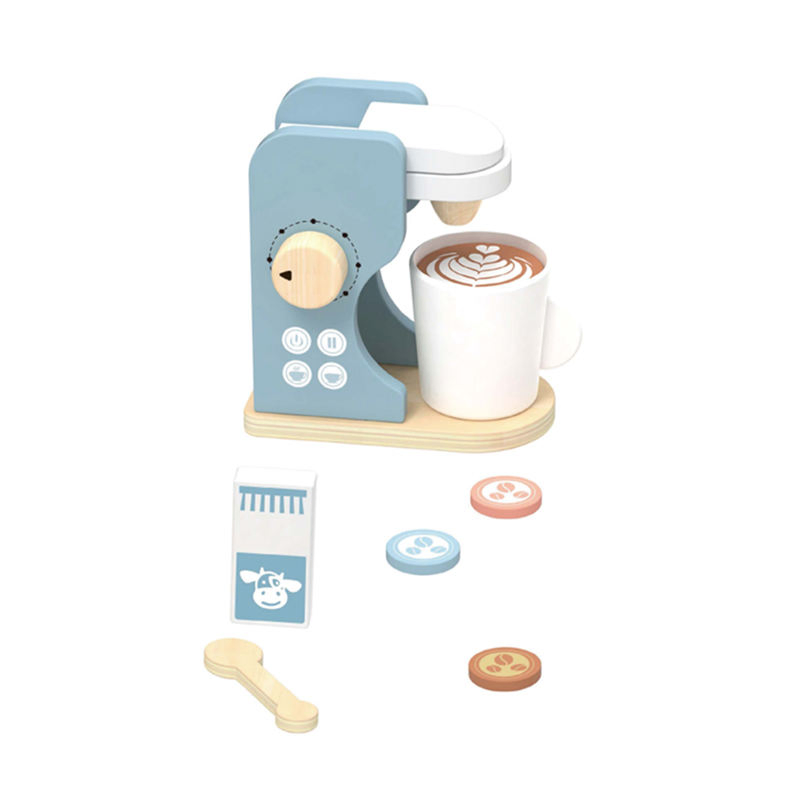 Wooden Coffee Machine Set Children Pretend Play Breakfast Make Stimulation Kitchen Food Toy for Kids