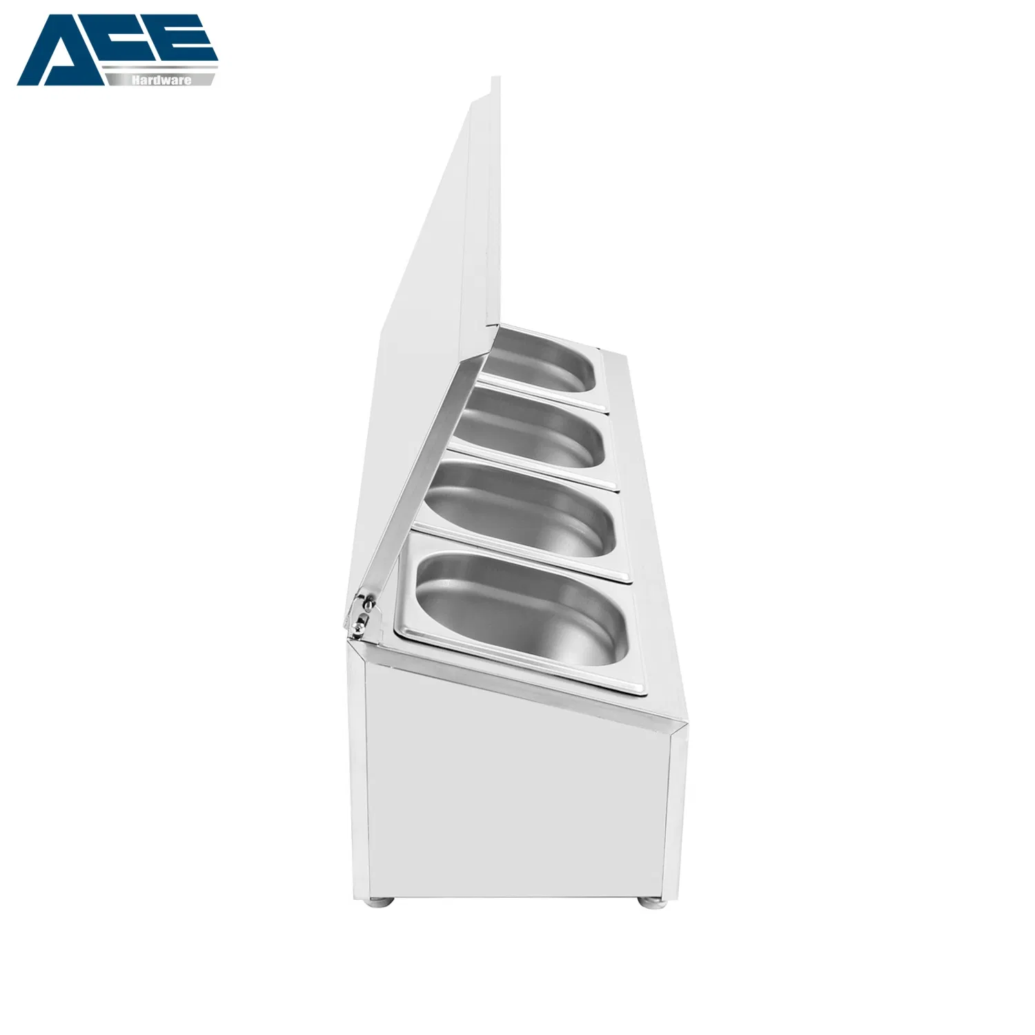 4 Grids Ss Gn1/4-100 with Ss Flip Top Cover Gn Condiment Holder Single Row