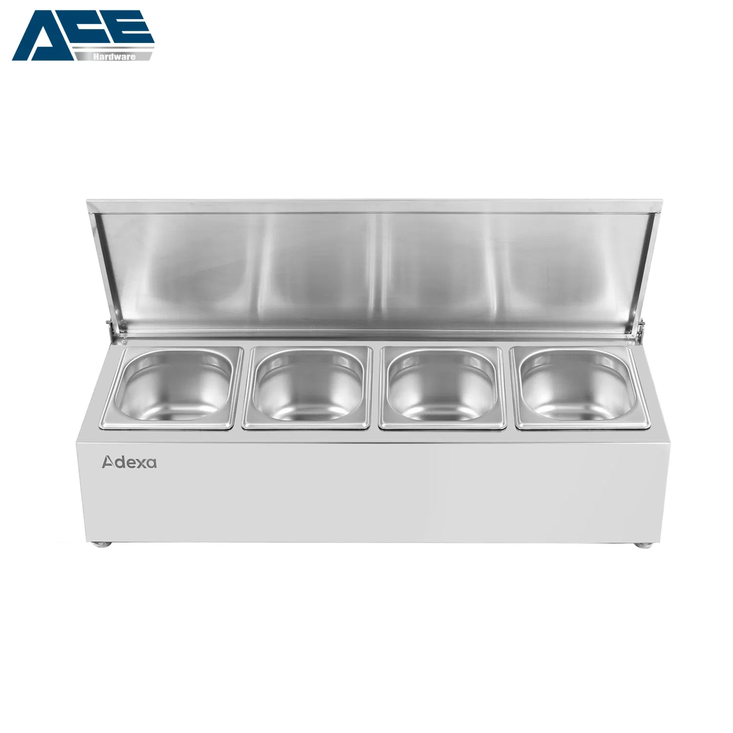 4 Grids Ss Gn1/4-100 with Ss Flip Top Cover Gn Condiment Holder Single Row