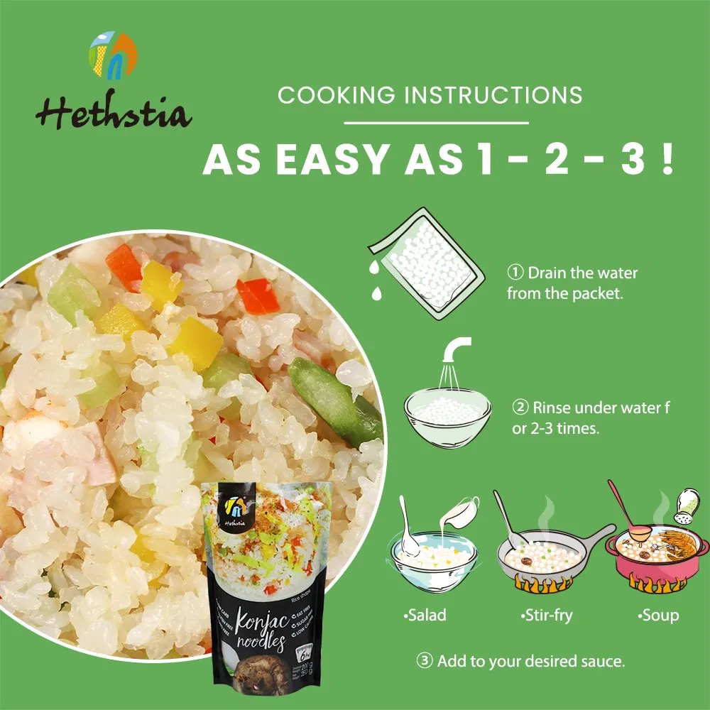 Konjac Rice Glucomannan Instant Meal Low Calorie Healthy Halal Shirataki Konjac Rice