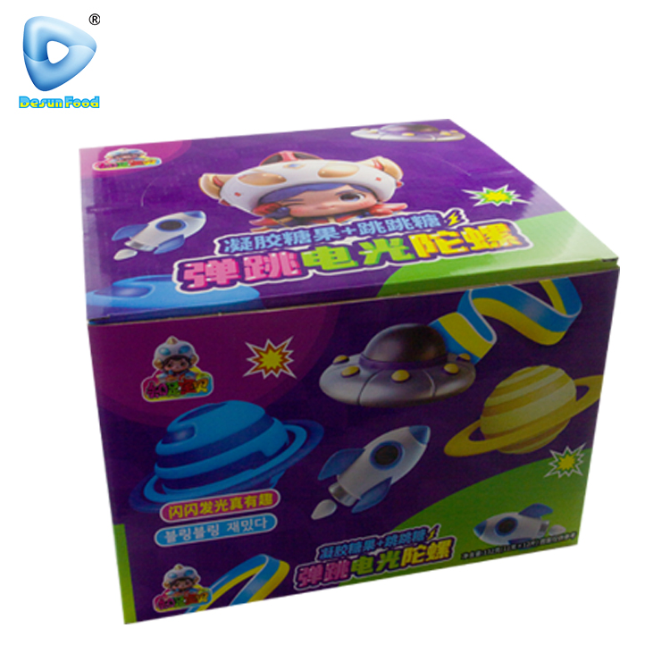 Hot-Selling Plastic Flash Gyro Toys with Roll Soft Candy and Popping Candy