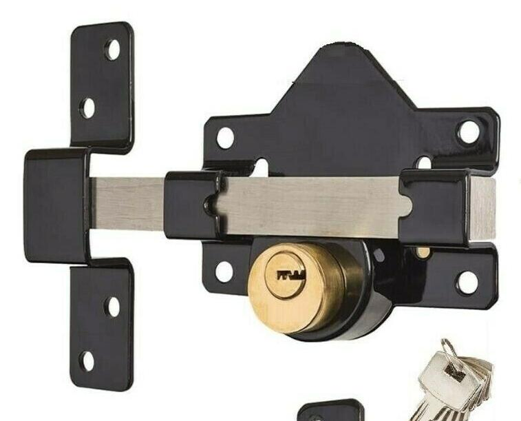 Garage Security Shed Double Long Throw Bolt 50 mm 5 Key and Handle Gate Lock