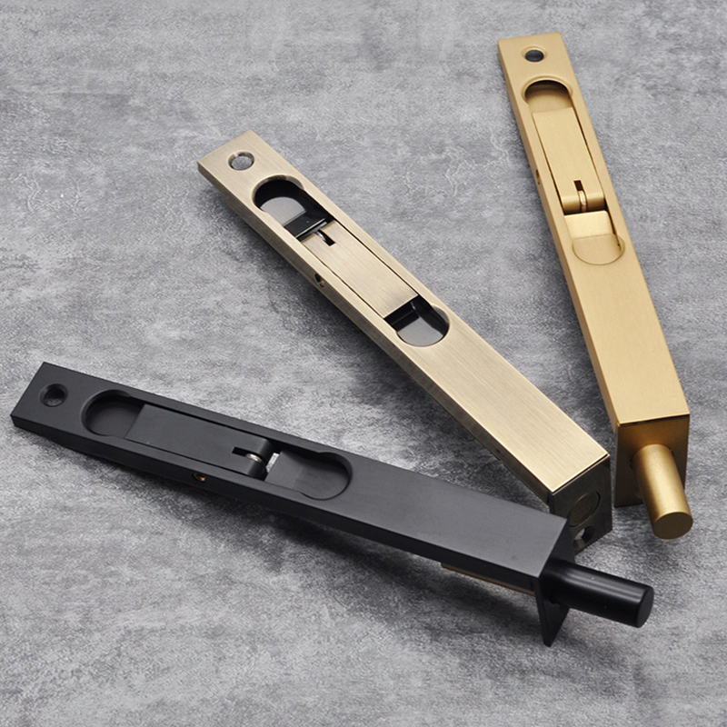 Koppalive Solid Brass Flush Bolt Latch Concealed Security Slide Lock Lever Action 8" 10" 12" 24" Door Bolt for Double French Doors